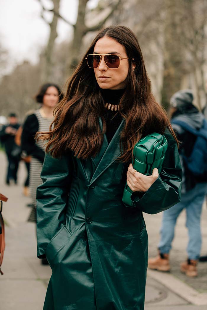 Copenhagen fashion week street style green bag